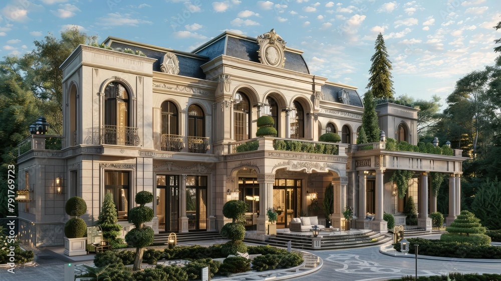 3D rendering of a brand-new, opulent residence
