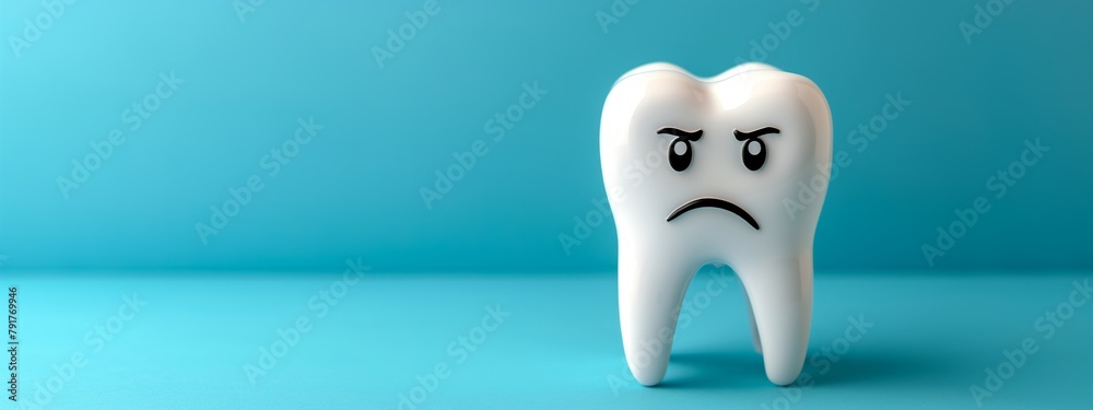 3d rendered illustration of a tooth character. copy space banner. 3d rendered illustration of a tooth character. copy space banner.