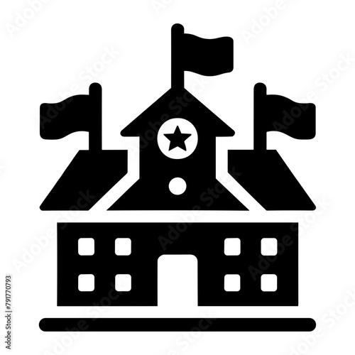 "Military Barrack Icon: A Vector Icon Representing The Architecture Of A Military Barrack, Symbolizing The Security And Discipline At The Heart Of Any Army Camp."

