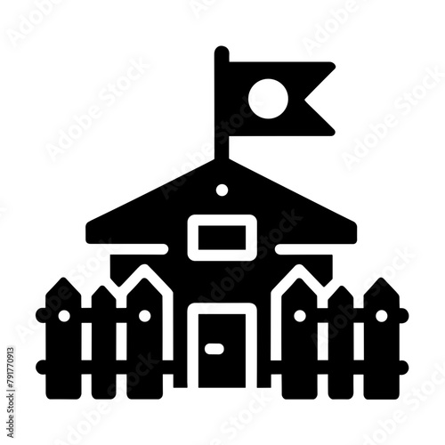 "Military Barrack Icon: This Icon Showcases A Barrack Building Within A Military Base, Representing The Army's Home And A Crucial Vector For Soldier Housing."