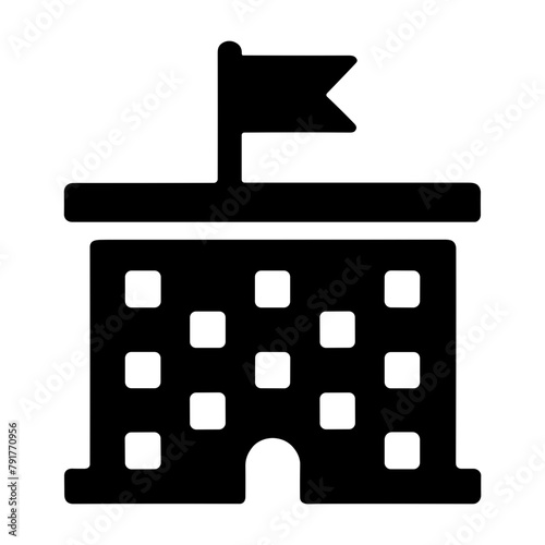 "Military Barrack Icon: This Icon Showcases A Barrack Building Within A Military Base, Representing The Army's Home And A Crucial Vector For Soldier Housing."