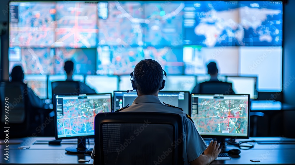 Emergency Response Team Coordinating Precise and Efficient in High-Tech Command Center Emergency Response Team Coordinating Precise and Efficient in High-Tech Command Center