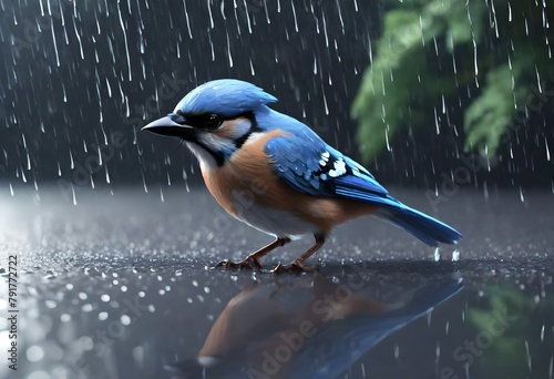 bird  in rain