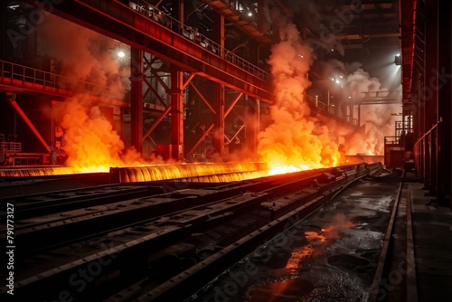 Blick in ein Stahlwerk - Stahlherstellung - Stahlindustrie - KI generiert