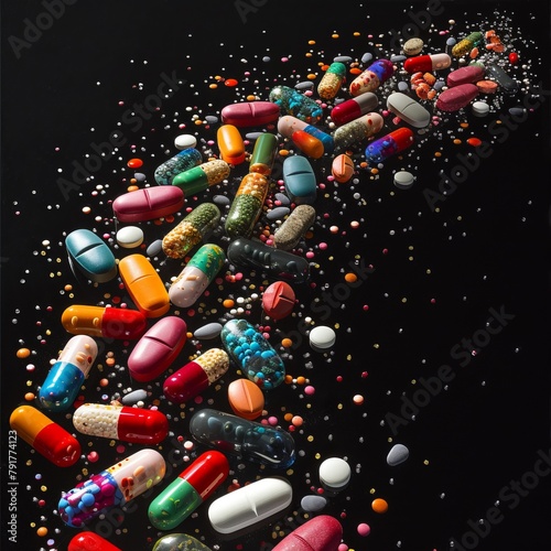 Pharmaceutical Pathway: Road Made of Medication Pills and Vitamins