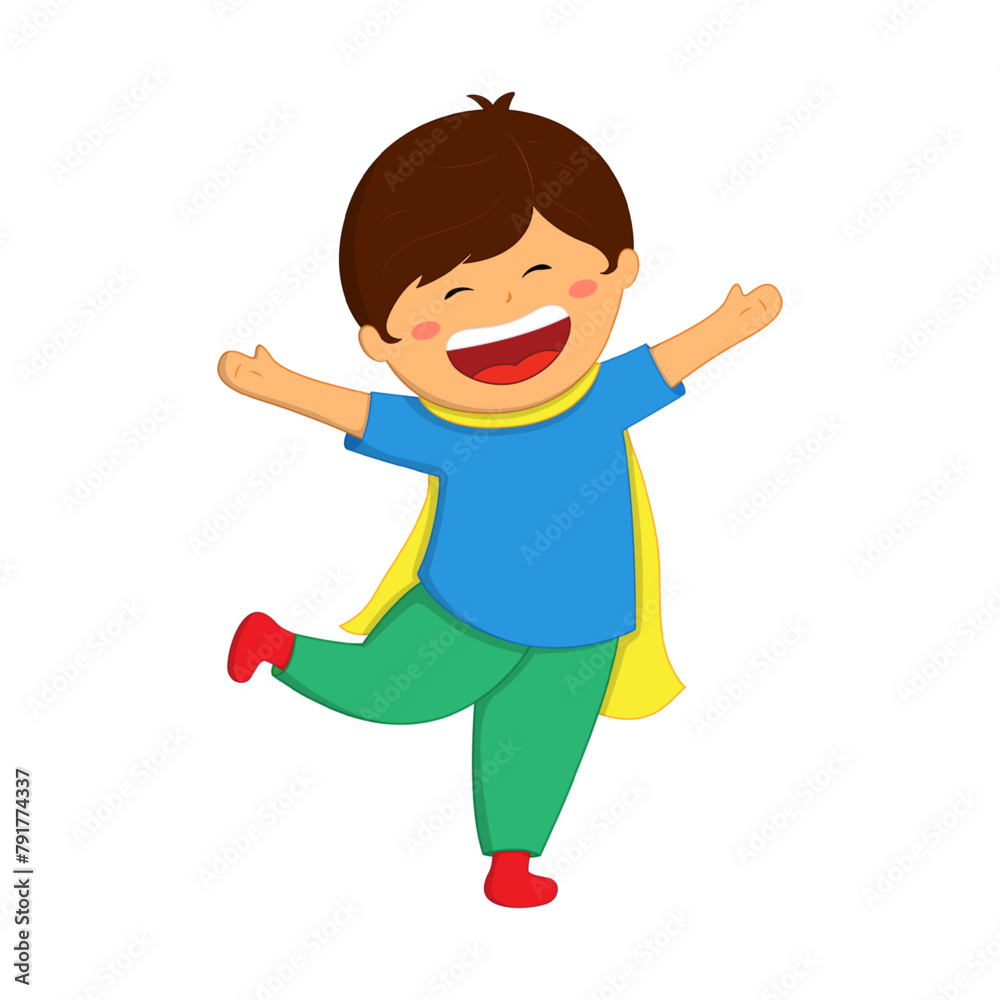 Vector illustration of happy boy wearing cape on transparent background Vector illustration of happy boy wearing cape on transparent background