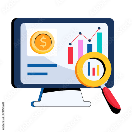 Check out flat icon of market analytics 