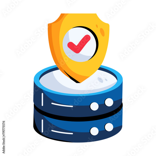Handy flat icon depicting database security 