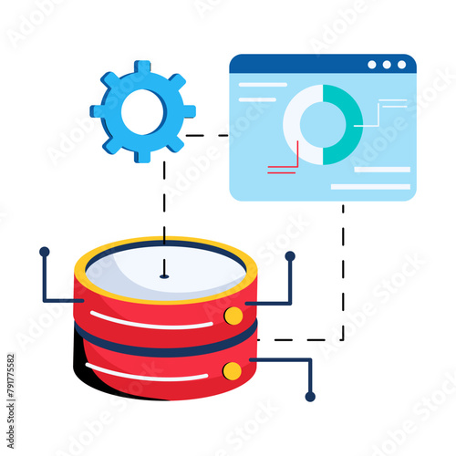 Easy to edit flat icon of data integration 