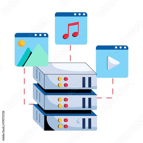 Here’s a flat icon of multimedia server 