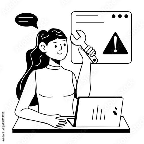 This glyph icon showing website error fixing 