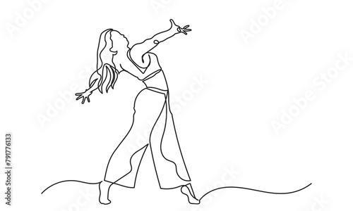single line drawing of a woman ballet dancer.ballet Ballerina continuous line art drawing.Ballet Dancer ballerina. Vector Illustration.
