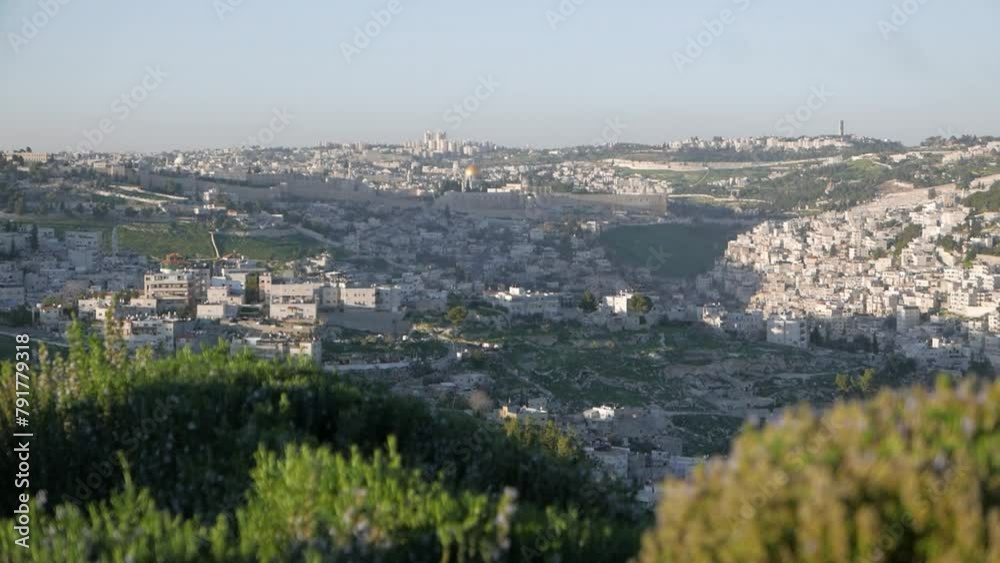 Jerusalem view of the city during day slider movement Jerusalem view of the city during day slider movement