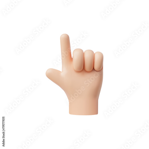 3D vector icon of hand with pointing gesture on isolated background.