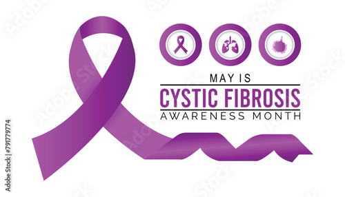 Cystic Fibrosis Awareness Month observed every year in May. Template for background, banner, card, poster with text inscription.