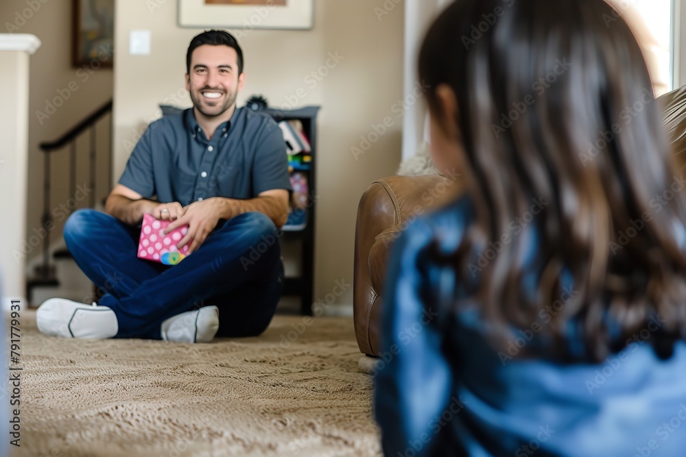 Obraz premium Photo of Little Girl Hiding a Present Behind Her Back