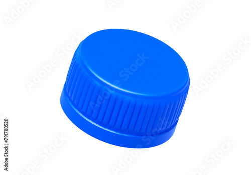 Blue plastic bottle caps, transparent background