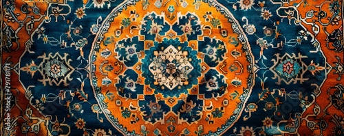 Detailed traditional Persian rug with intricate floral and geometric patterns © NK