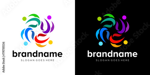 logo colorful abstract human circle 