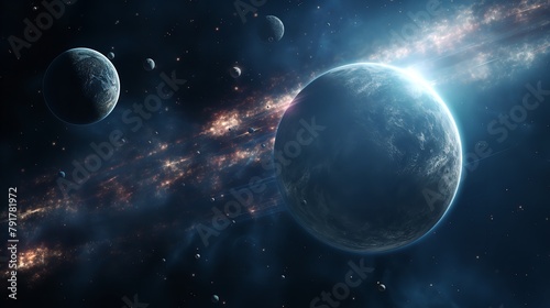 Planets in Space Galaxy  8K Photorealistic Ultra HD  