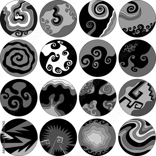 simple sketch of icons - balls with abstract ornament