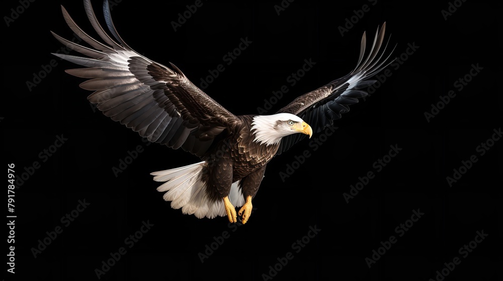 Naklejka premium Portrait of Bald Eagle Flying in the Air, Isolated