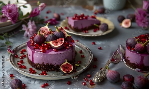 delicious vegan raw cake, multi-colored cashewcake layers, fruit and berry dessert, vegan snack, low-calorie food, blooming cherry branches and other flowers, dried fruits and nuts.