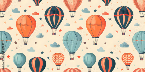 seamless pattern of childlike colorful air bloons photo