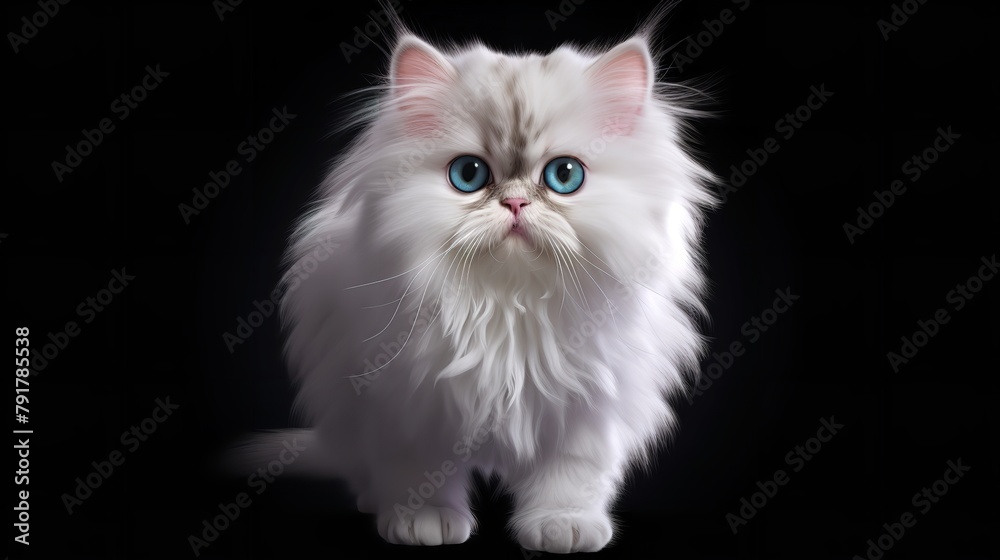 Portrait of Cute Fluffy Kitty Cat with Minimalist Background

