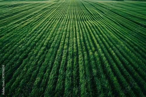 Farmers field. Green farmers field. shot from above, from drone.