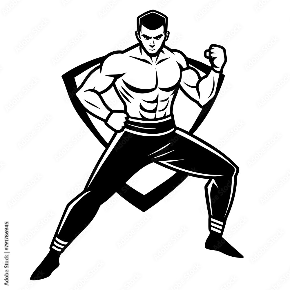 Fototapeta premium logo--kickboxer-in-pants-kickboxing-federation--si