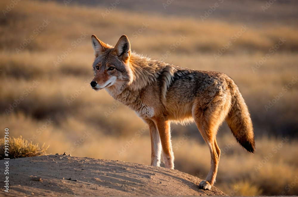 Naklejka premium Coyote With Beautiful Background