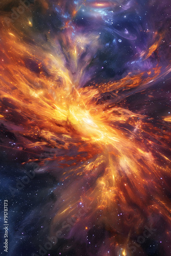 Splendiferous Showcase of a Radiating Quasar amidst a Cosmic Panorama in Deep Space
