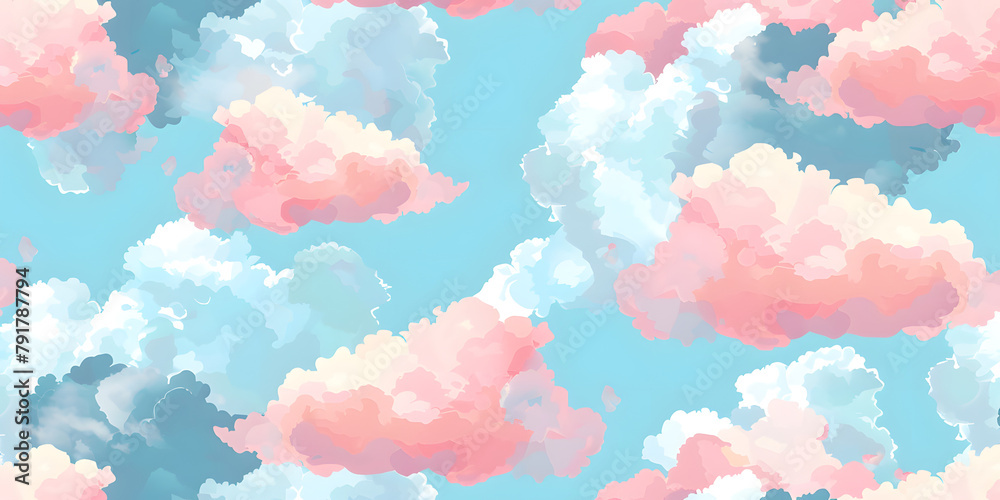 seamless pattern of childlike colorful clouds seamless pattern of childlike colorful clouds