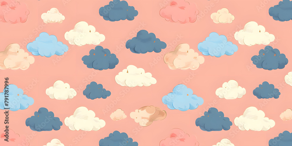 seamless pattern of childlike colorful clouds seamless pattern of childlike colorful clouds