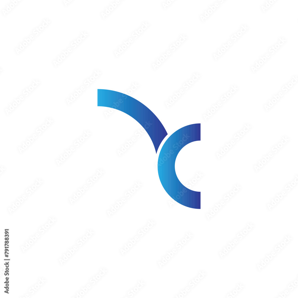 letter y and c fold simple vector logo symbol letter y and c fold simple vector logo symbol