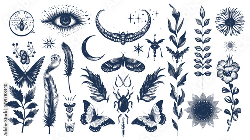 a bunch of different types of tattoos on a white background