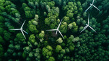 Aerial Photo: Windmills in the Forest for Renewable Energy