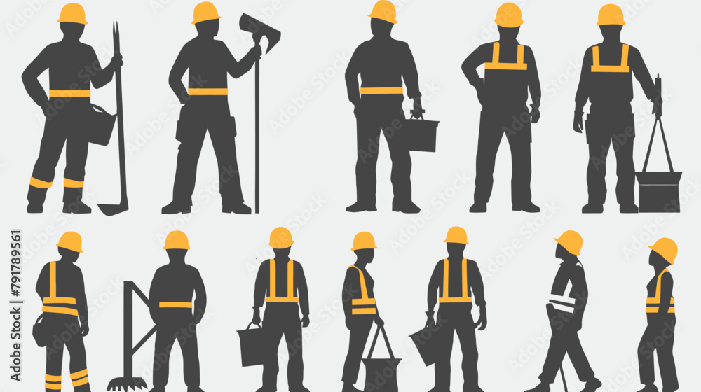 a set of silhouettes of construction workers