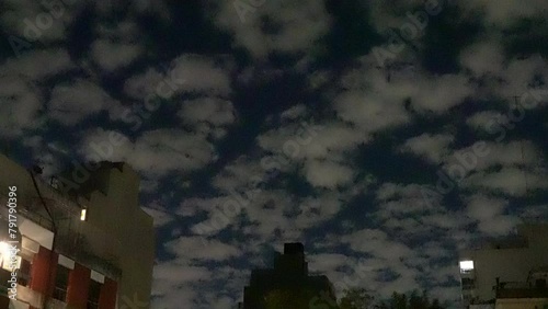Timelpase ciudad de noche con nubes, buenos aires, argentina photo