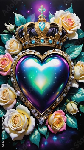 heart with diamonds  crown with diamonds