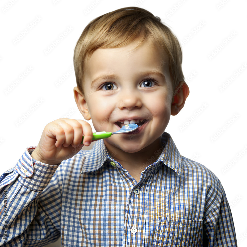 Smiling toddler boy brushing teeth with toothbrush Smiling toddler boy brushing teeth with toothbrush