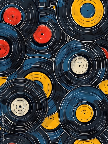 Vinyl Records Seamless Pattern A Kaleidoscope of Sonic Memories in D
