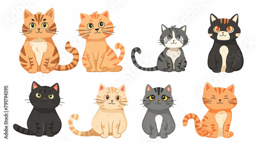 Set of cartoon cats.