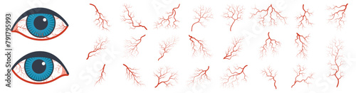 Human eye blood veins vessels silhouettes vector illustration