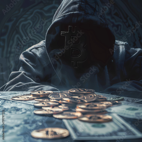 crypto scam theme images with shady character 
