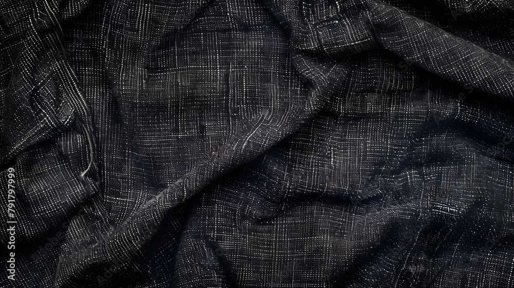 Black jean fabric or smooth leather texture for backgrounds and design projects