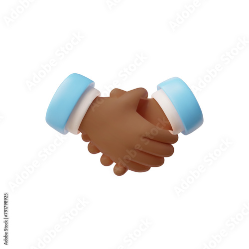 Business handshake 3D vector - teamwork and partnership on isolated background.