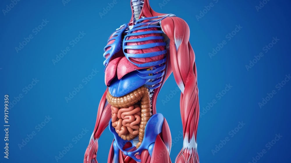 Anatomy modern of human muscles - obrazy, fototapety, plakaty 