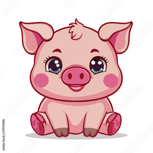 Charming Pink Pig: Kawaii Chibi Style for Sweet 2D Designs illustration vector eps 